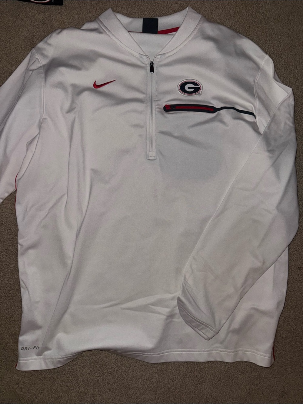 Nike White Dri-FIT Georgia Bulldogs Zip Jacket with Red Accents